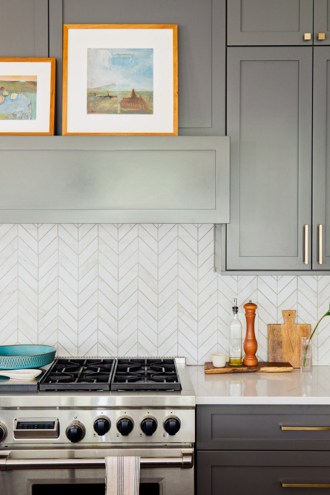Example of a transitional kitchen design in Chicago