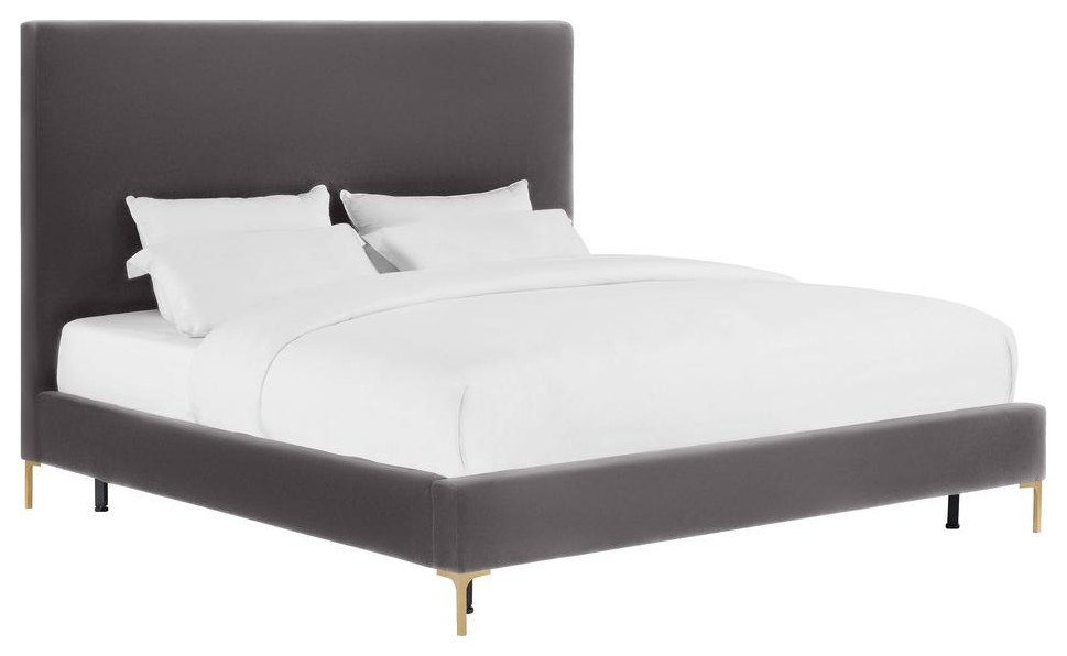 Delilah Gray Velvet Bed, King
