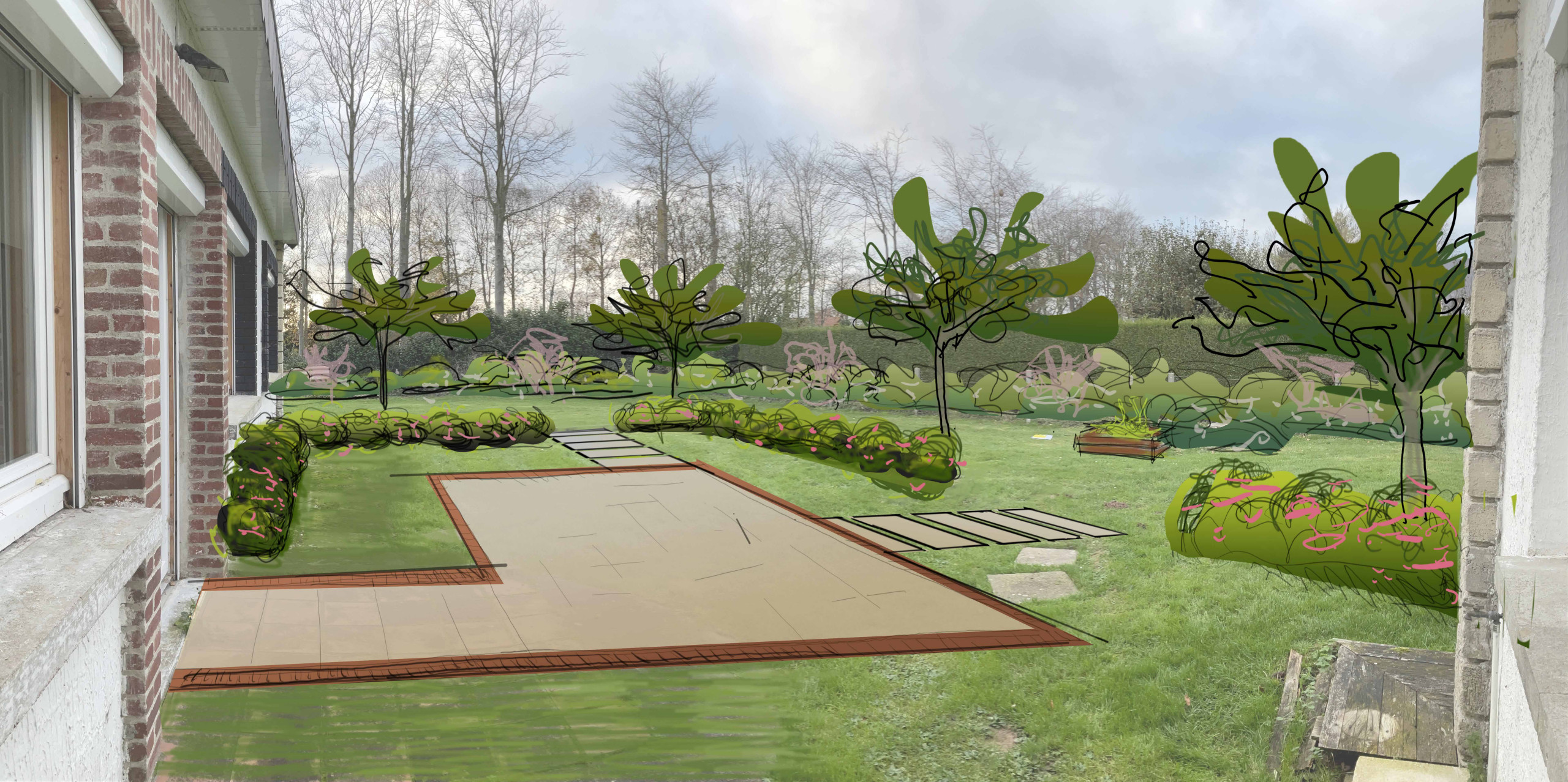 Projet pour une terrasse à l'arrière