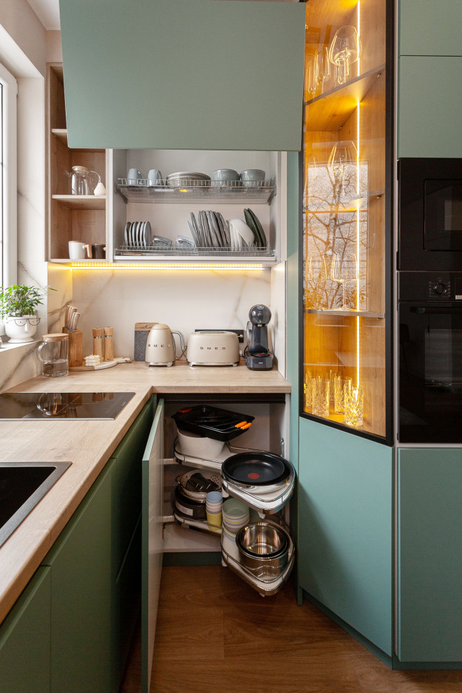 Кухня современная цвета Благородный нефрит