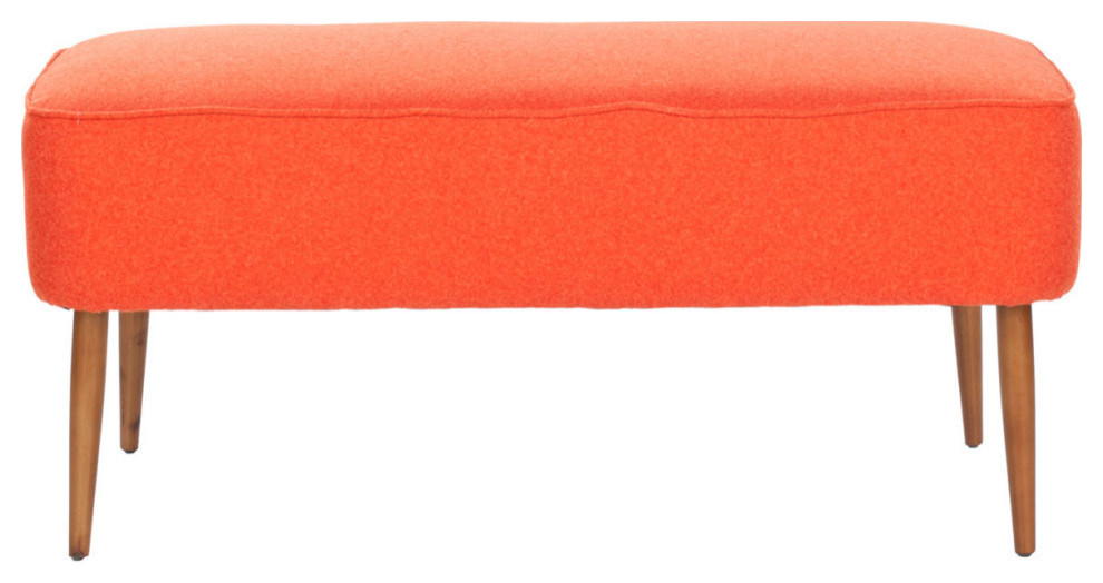 Mallory Bench, Burnt Orange Midcentury Accent And Storage Benches