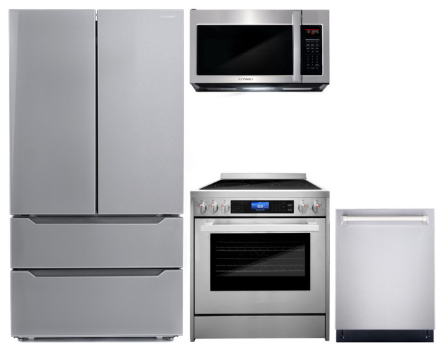 4Piece, 30" Microwave, 30" Electric Range, Dishwasher and Refrigerator