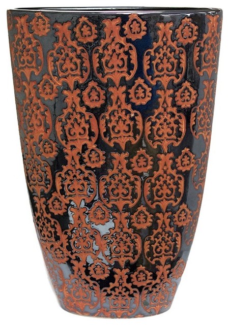 Sagebrook Home Yellow//Orange Decorative Ceramic Vase 8.5 x 8.5 x 8.25,