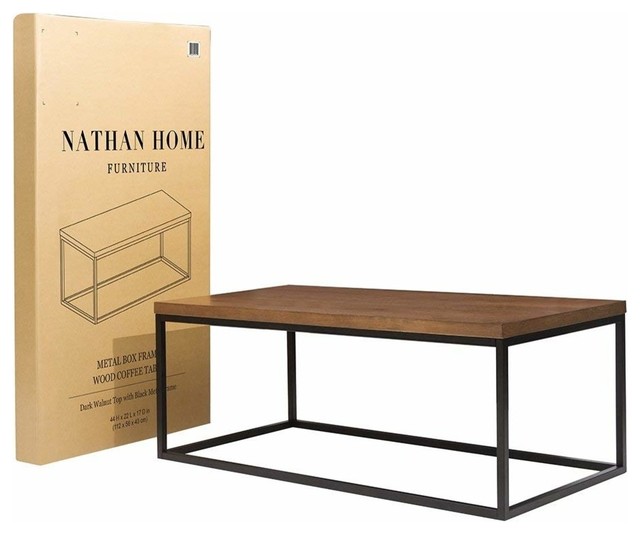 Modern Coffee Table With Solid Wood And Black Metal Box Frame Dark - Dark Solid Wood Coffee Table Modern Coffee Table With Solid Wood And Black Metal Box Frame Dark - Dark Solid Wood Coffee Table