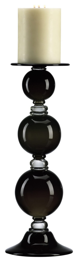 Medium Blk Globe Candleholder in Black And Clear