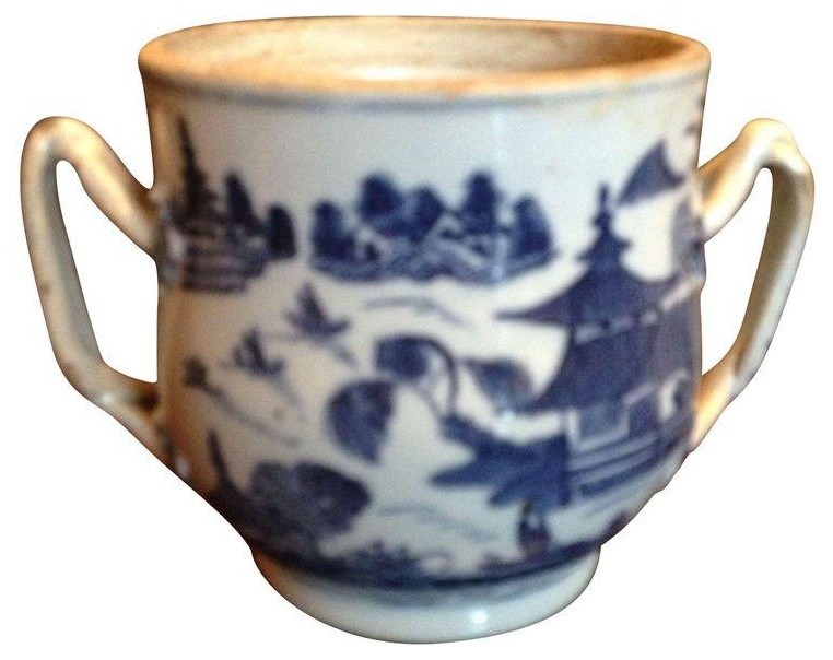 Blue And White Willow Pattern Cachepot