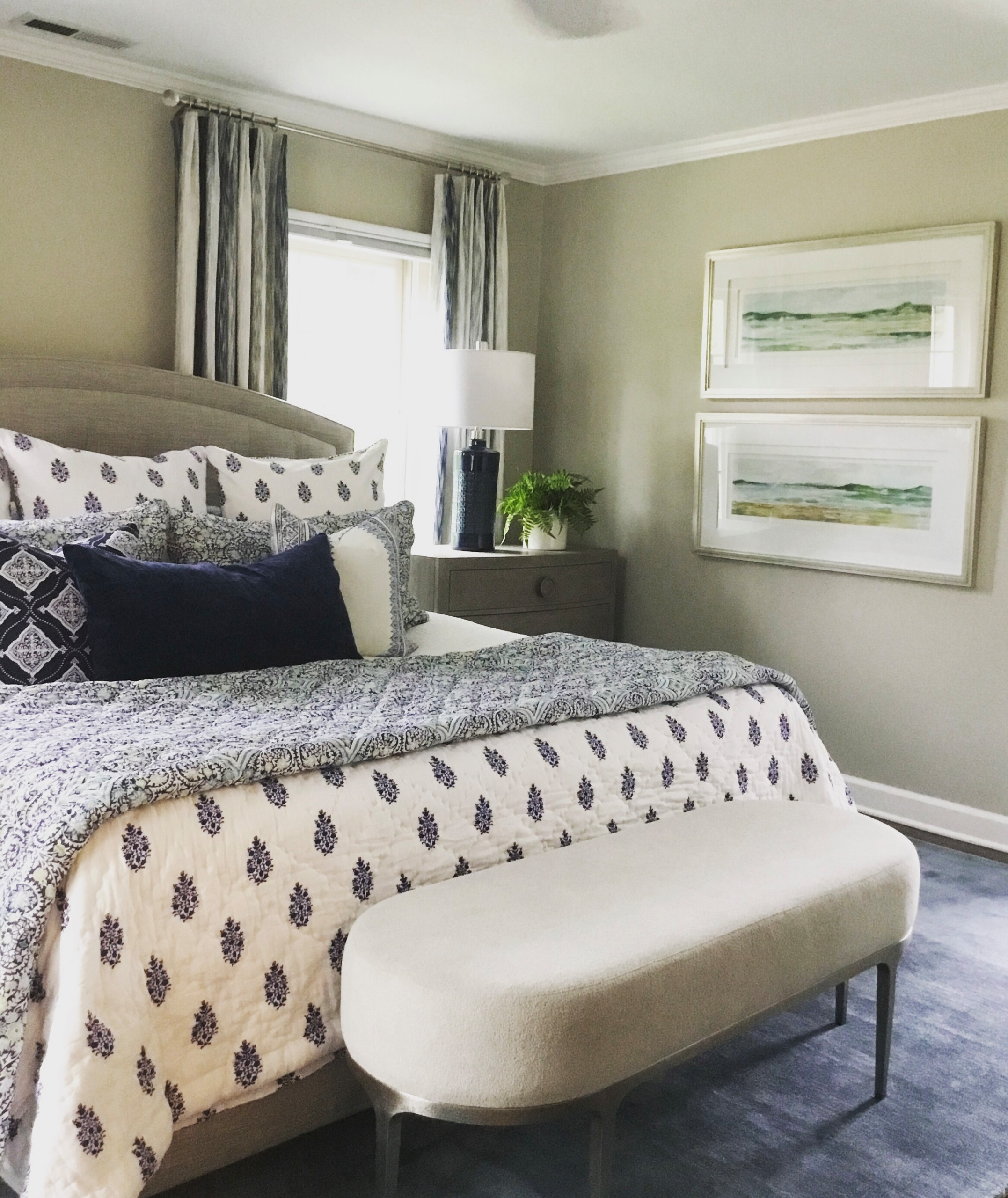 Transitional home with punches of color