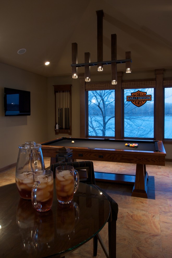 This is an example of a traditional family room in Omaha.
