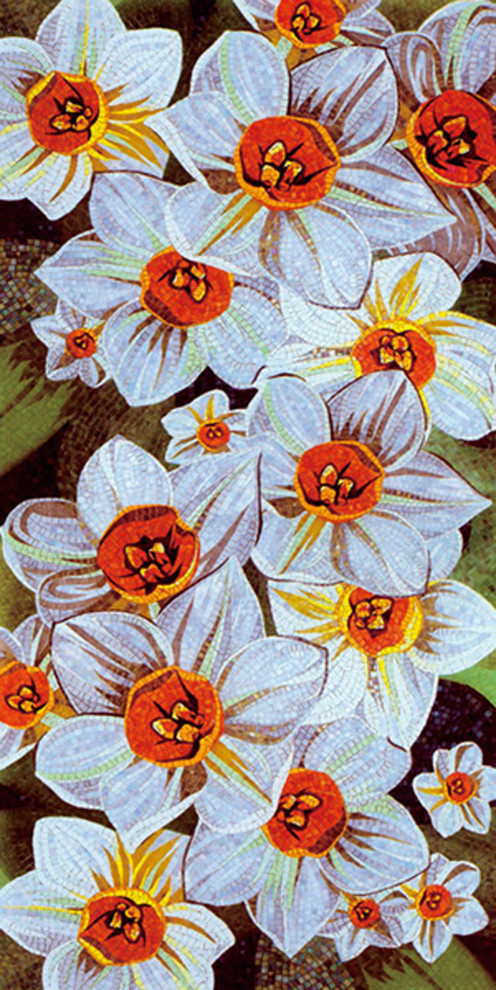 Колотое панно из мозаики - "Цветы-9"