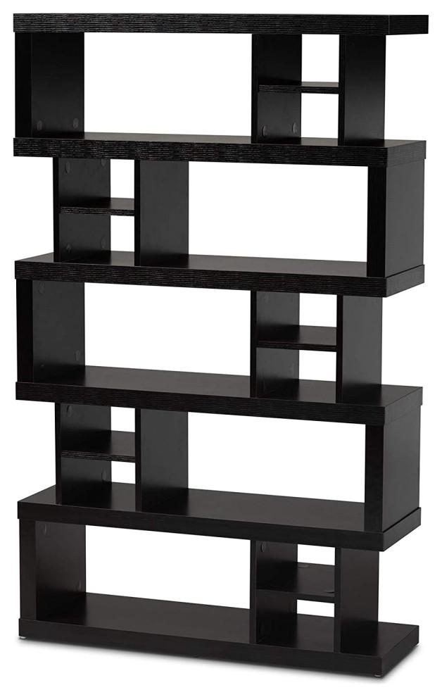 Modern Bookcase 5 Larger Shelves And, Black Modern Bookcase With Doors