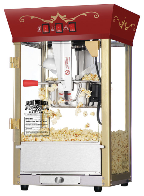Great Northern Popcorn Antique Style 8 Oz. Matinee Popcorn Popper Machine, Red