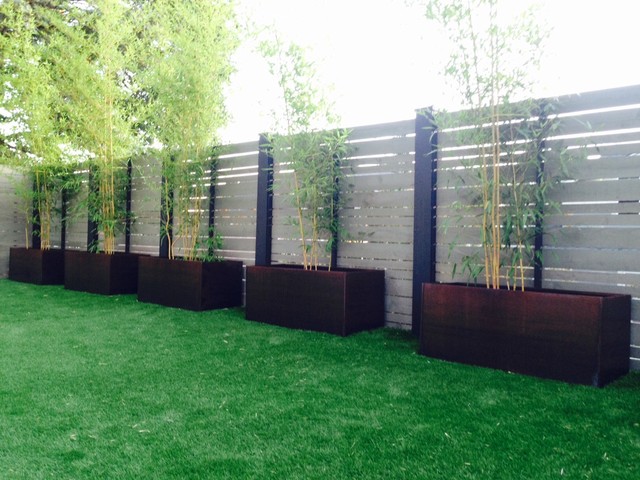 Green Lake Corten Steel Planters And Bamboo Modern Seattle Green Lake Corten Steel Planters And