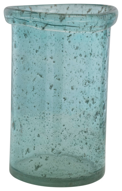 Coastal Glass Vase, Distressed Blue
