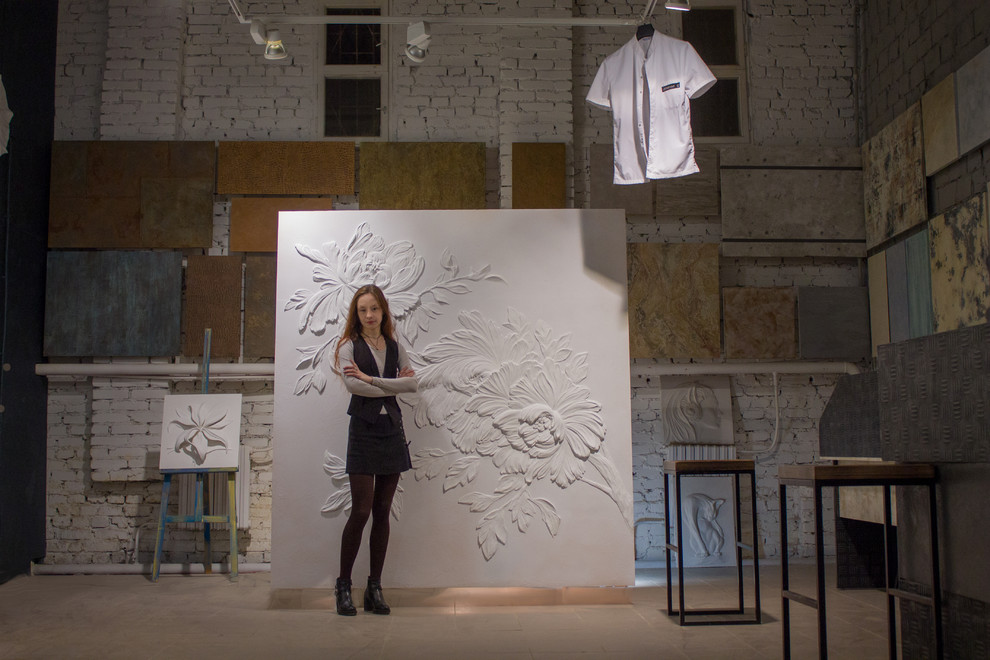 Рельефное панно "Китайские пионы" для Home Design Lab