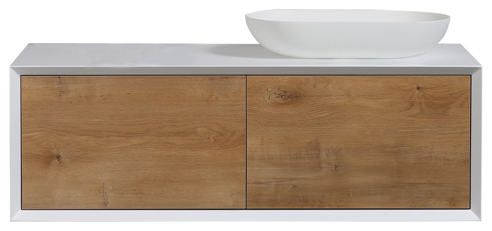 Alma Fiona 48 Nature Finish Floating, 48 Vanity Top With Sink On Right Side