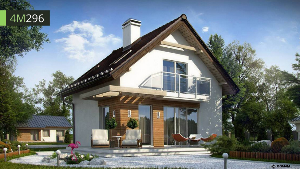 ПРОЕКТ НЕБОЛЬШОГО ДАЧНОГО КОТТЕДЖА С МАНСАРДОЙ 4M296