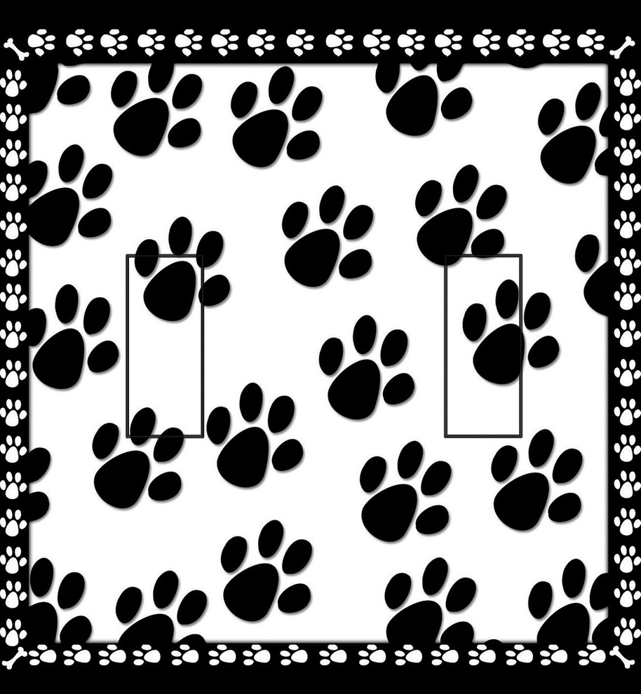 Dog Paw Prints Double Toggle Peel and Stick Switch Plate Cover: 2 Units