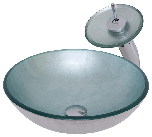 Argento Glass Vessel Sink Set Chrome