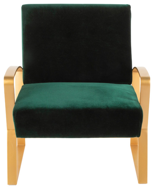 LumiSource Henley Lounge Chair, Gold Metal with Emerald Green Velvet