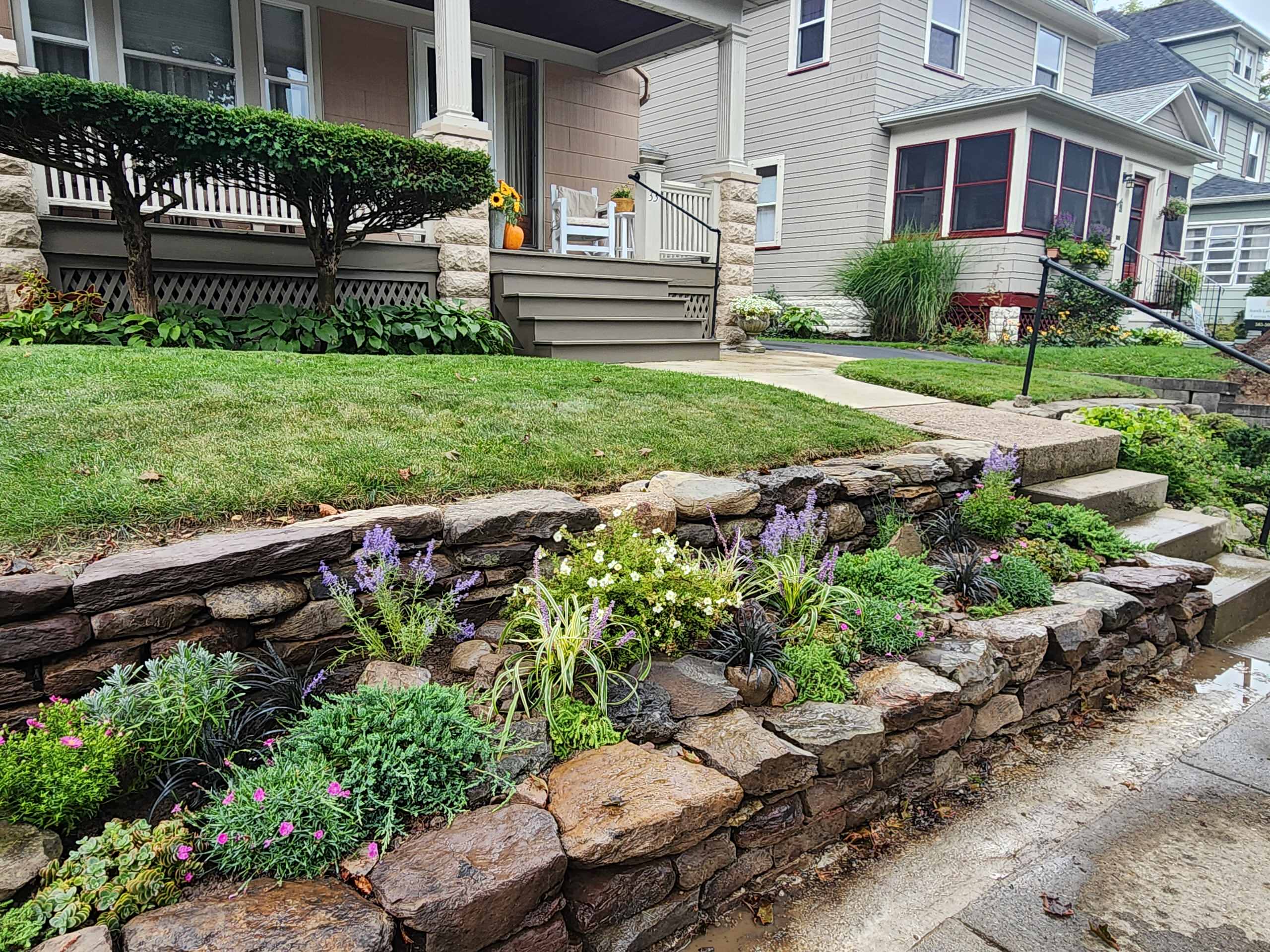 terraced front with landscaping