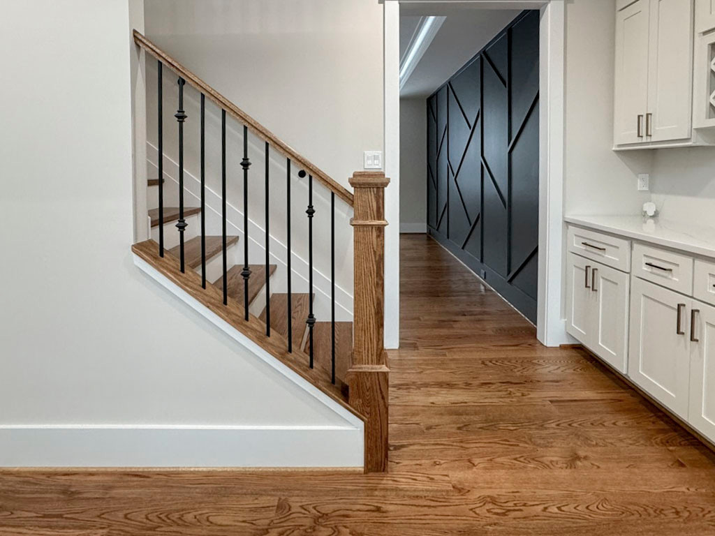 117_Distinct Oak Staircase with Iron Balusters & Oak Rail Profile, Chantilly VA