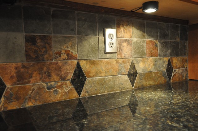 Uba Tuba Granite Countertop And Tile Backsplash Eclectic