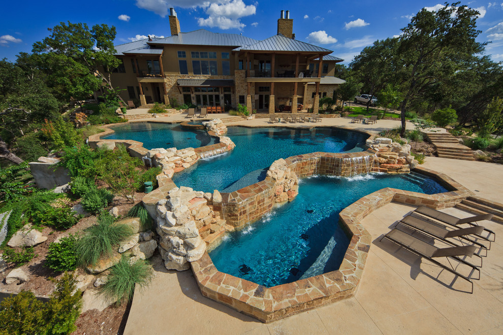 Inspiration for a contemporary custom-shaped pool in Austin.