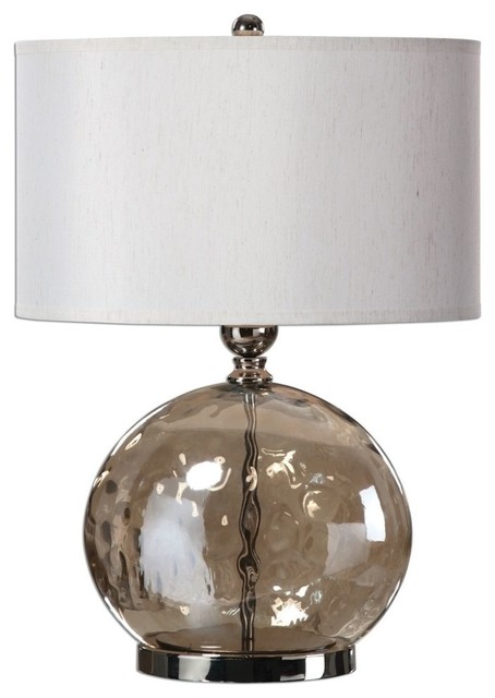 Large Round Gray Glass Globe Table Lamp, Large White Glass Globe Table Lamp