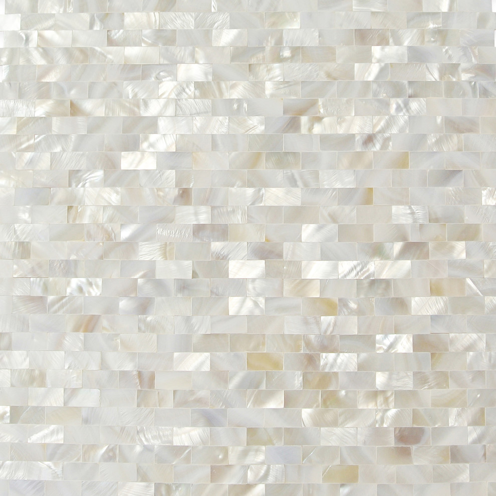 Serene White Bricks Seamless Pearl Shell Tile