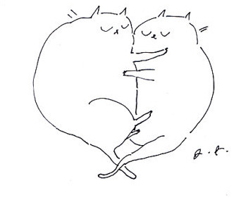 Love Cats Ink Drawing by Jamie Shelman