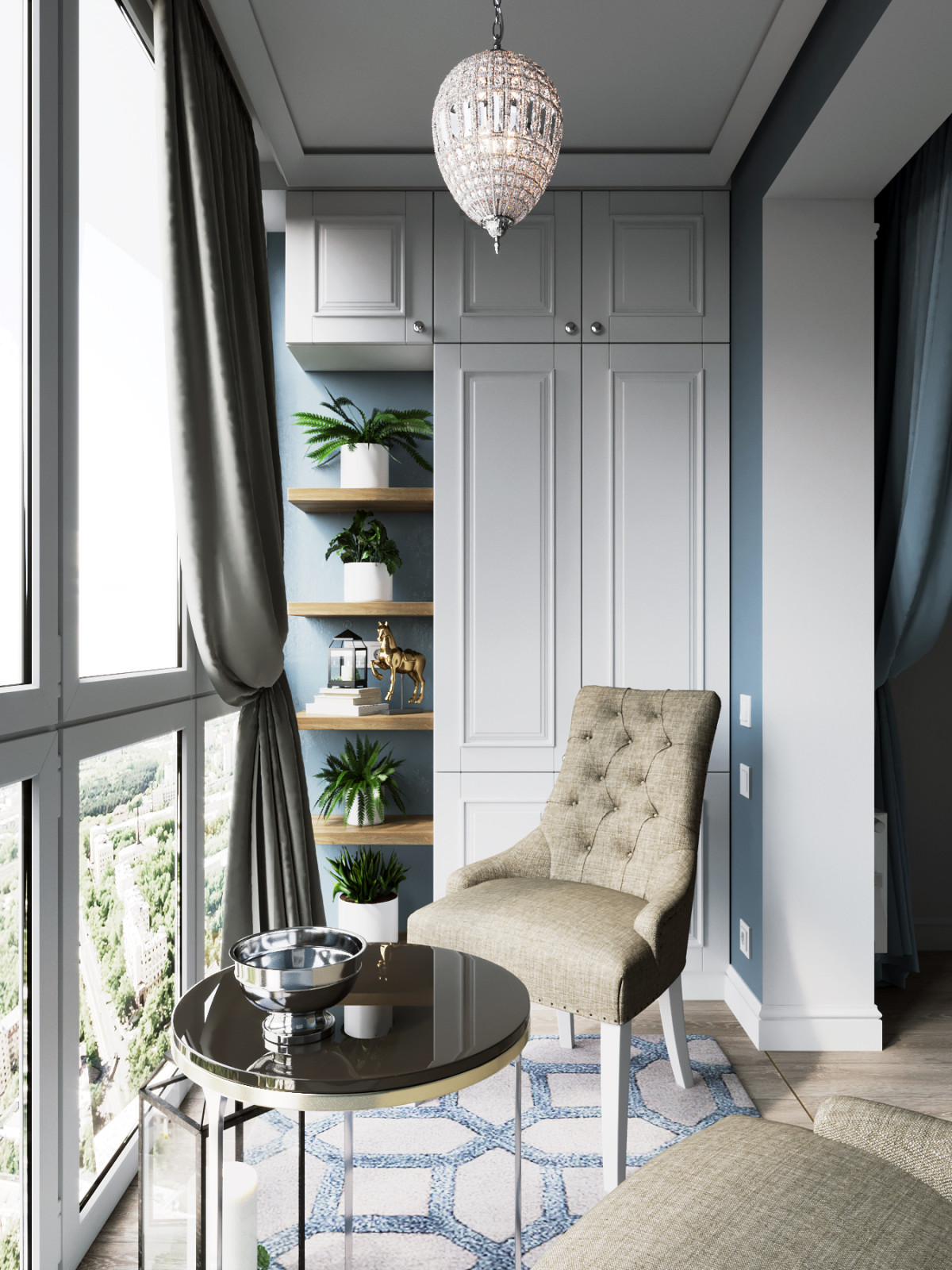 Квартира в голубых тонах в Новой Боровой