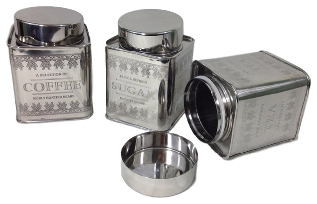Garian Vintage Style Tea Coffee And Sugar Air Garian Vintage Style Tea Coffee And Sugar Air Canisters 3 Piece Set Contemporary
