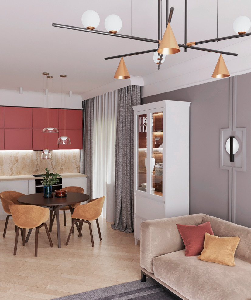 Кухня-гостиная с яркими акцентами