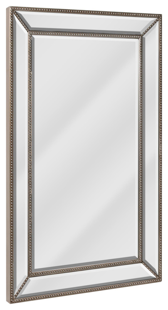 Head West Champagne Silver Metro Beaded Framed Vanity Mirror, 17.75"H X