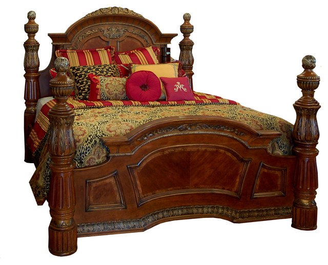 King Valencia Poster Bed With Marble Highlights