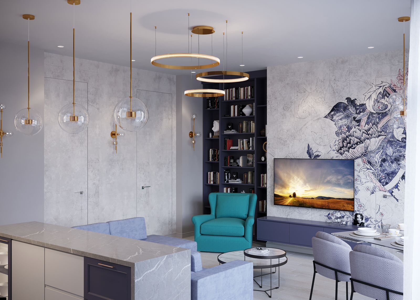 Визуализация (настройка света, материалов) квартиры в Москве.