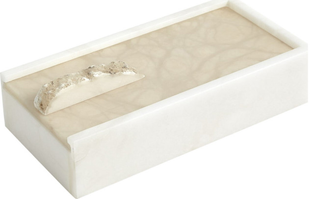 Alabaster Box With Rock Finial Natural
