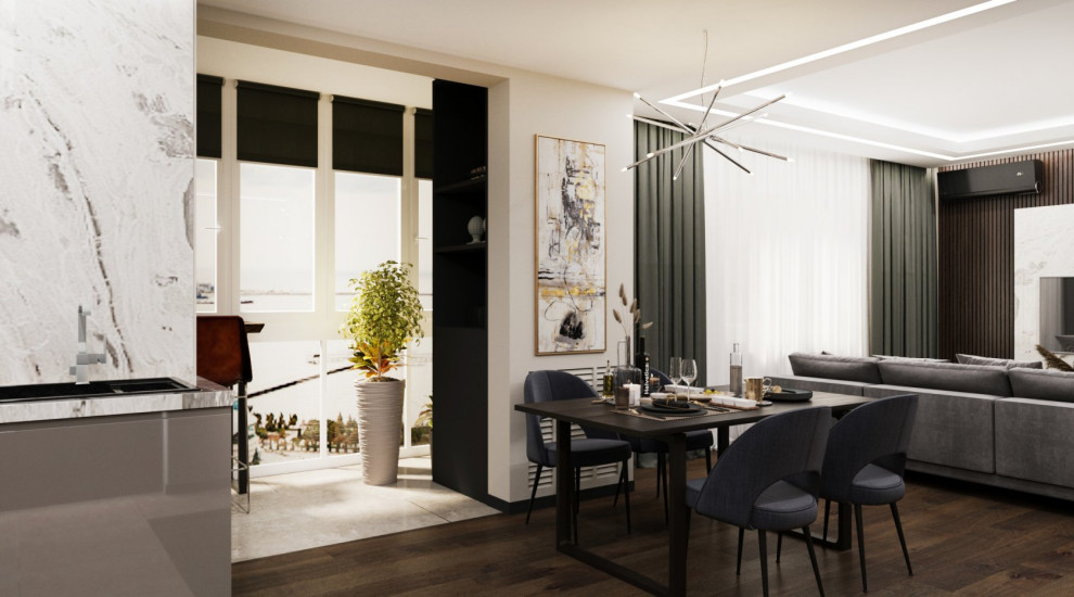 Дизайн кухни-гостиной