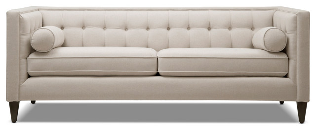 Jack 84" Modern Tuxedo Square Button-Tufted Sofa, Sky Neutral Beige Polyester