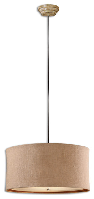 Uttermost Alamo 3-Light Burlap Drum Pendant