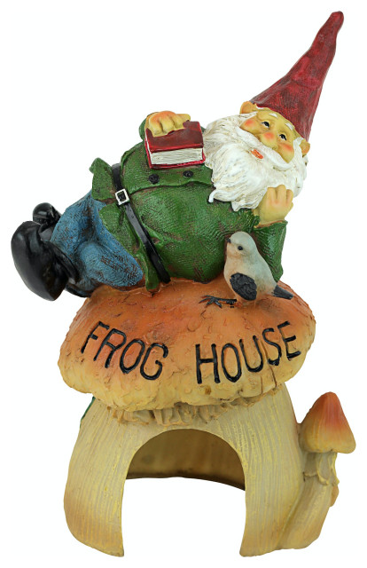 Gnome's Frog House Garden Statue