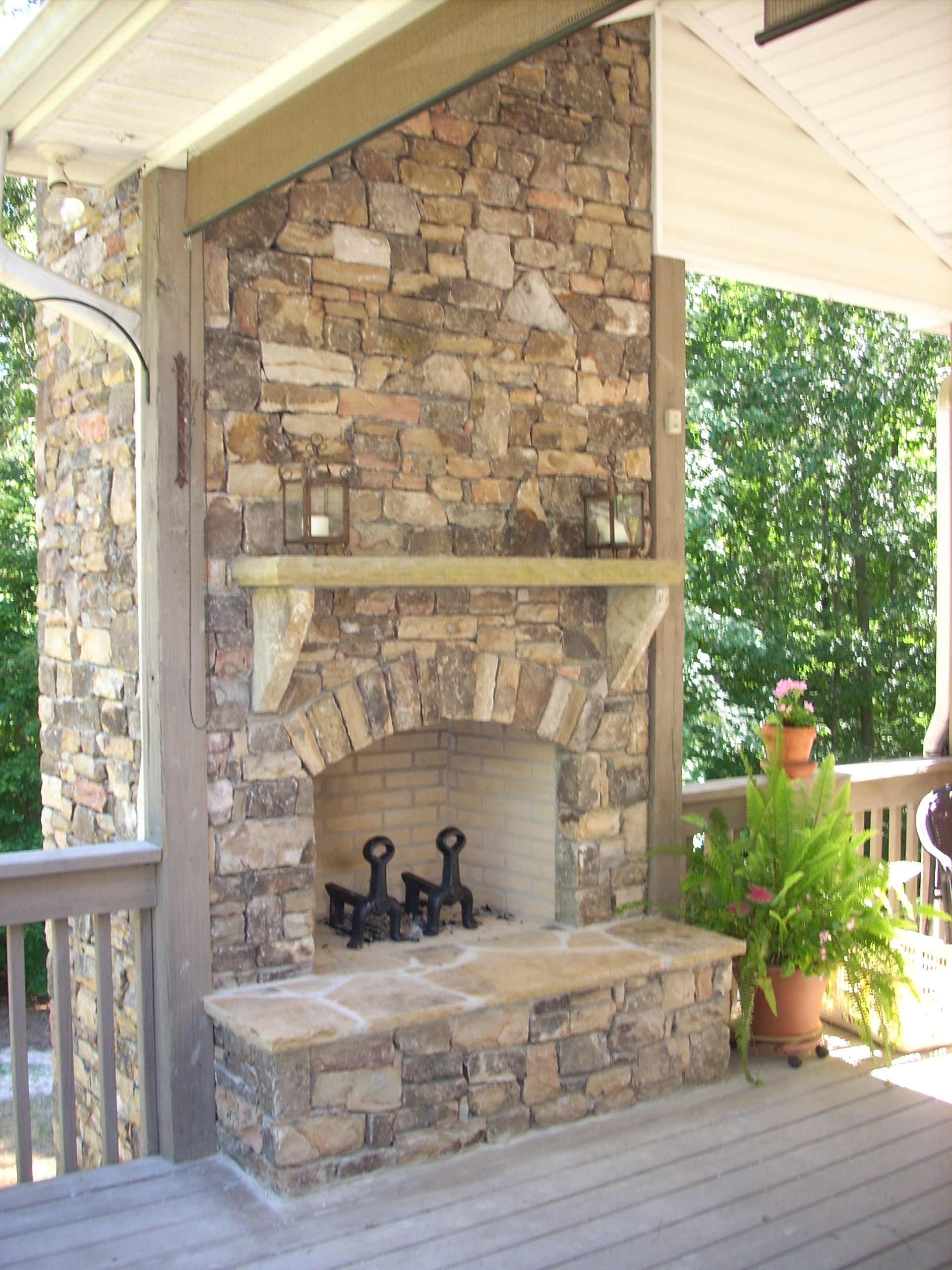 Two Story Outdoor Fireplace