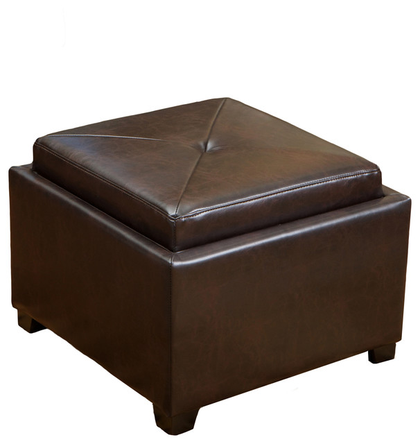 Durban Tray Top Storage Brown Leather Ottoman Coffee Table Durban Tray Top Storage Brown Leather Ottoman Coffee Table