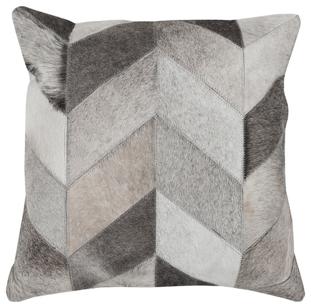 Dakota Rustic Lodge Chevron Hair On Hide Pillow 18x18