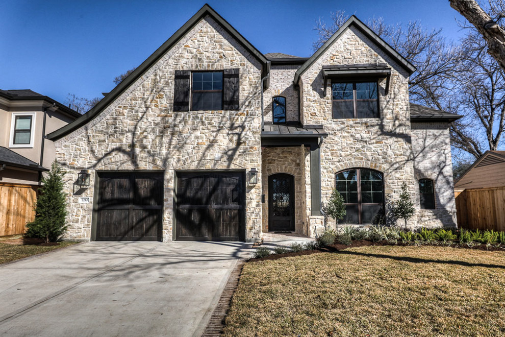 Example of a transitional exterior home design in Houston