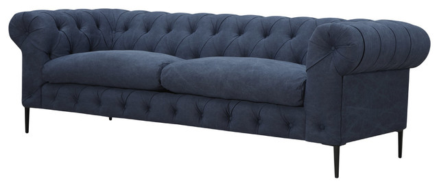 Moes Home Collection FN-1005 Canal 94 Inch Wide Polyester Sofa with Rolled Arms