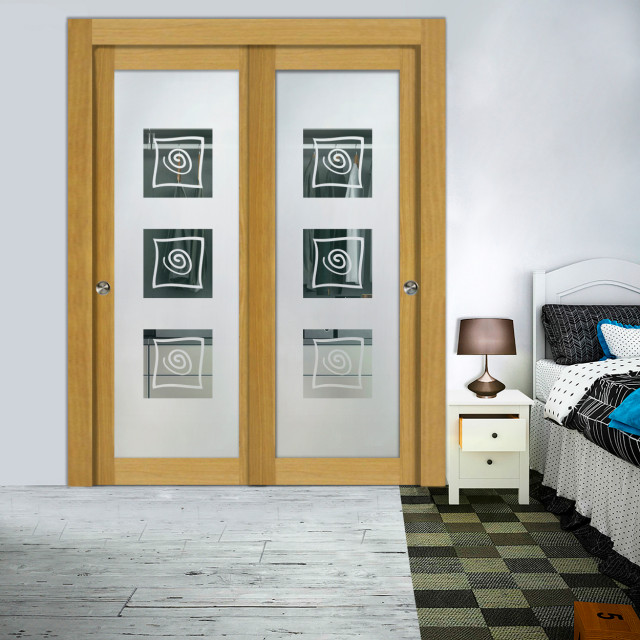 2 Panels Solid Wood Sliding Closet Door, Sliding Closet Doors 36 X 80
