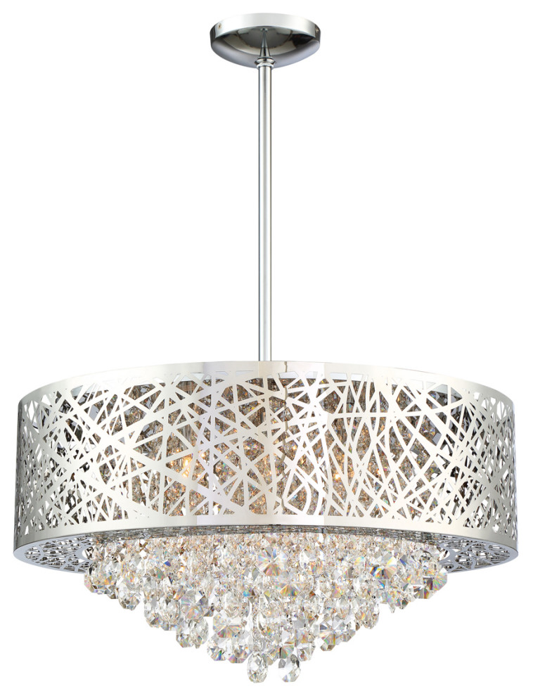 Benedetta Pendant Semi-Flush Mount, Chrome With Crystals Type JCD G9 50Wx6