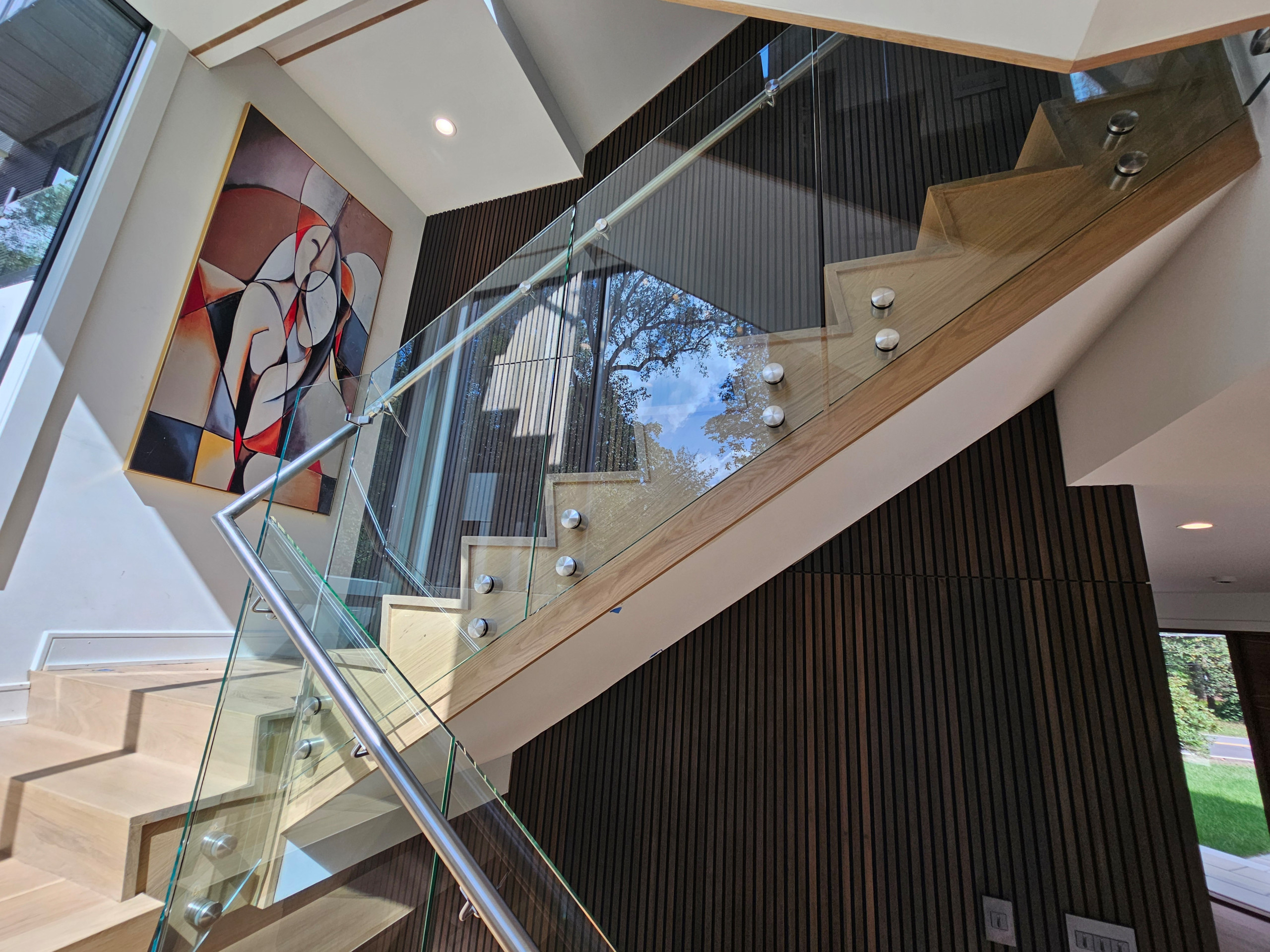 129_White Oak Slanted Riser Modern Stair, Mclean, VA 22102