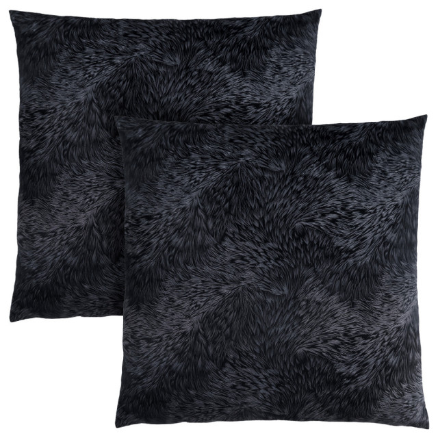 Pillows, Set of 2, 18x18 Square, Insert Included, Polyester, Black